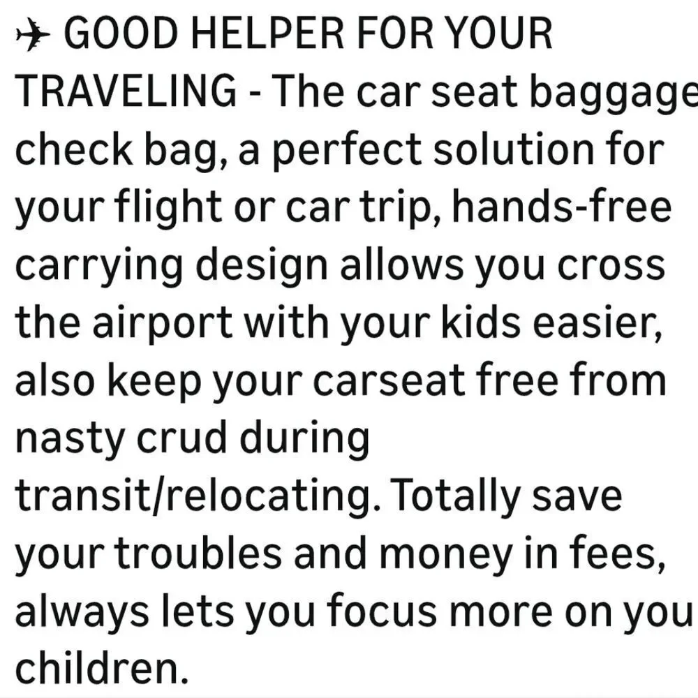 Black Car Seat Travel Bag